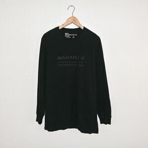 Maharishi Logo Embroidered Long Sleeve T-Shirt in Black Size Large